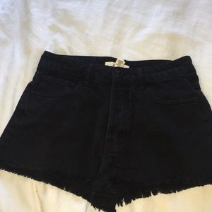 black jean shorts